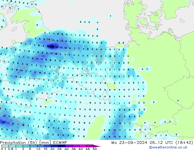 Z500/Yağmur (+YB)/Z850 ECMWF Pzt 23.09.2024 12 UTC