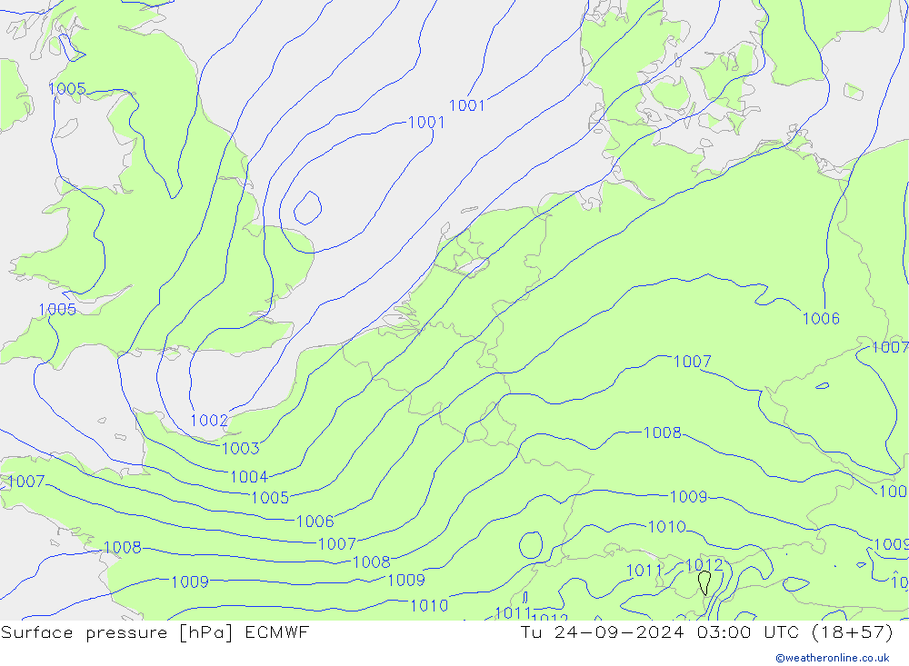 Yer basıncı ECMWF Sa 24.09.2024 03 UTC