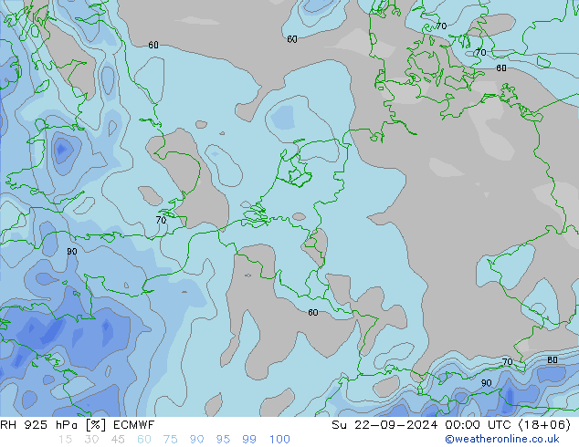 RH 925 hPa ECMWF 星期日 22.09.2024 00 UTC