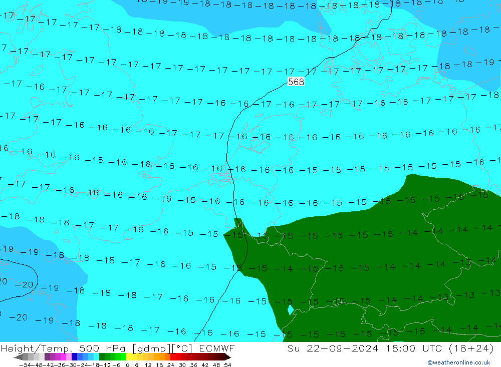 Z500/Rain (+SLP)/Z850 ECMWF So 22.09.2024 18 UTC