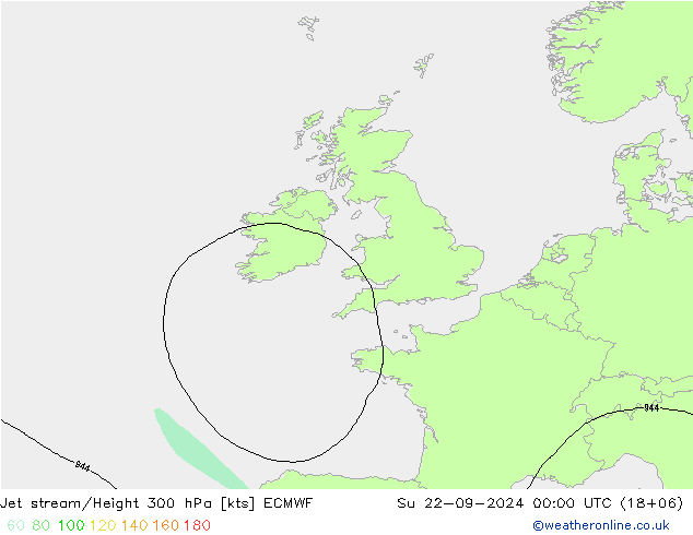 Jet stream/Height 300 hPa ECMWF Su 22.09.2024 00 UTC