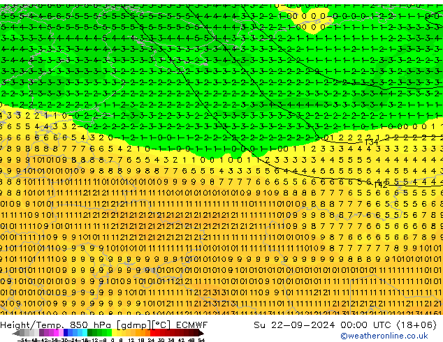 Z500/Rain (+SLP)/Z850 ECMWF Su 22.09.2024 00 UTC