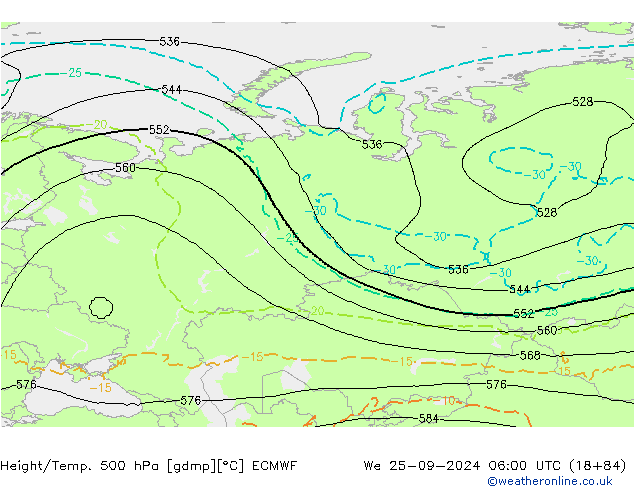 Z500/Regen(+SLP)/Z850 ECMWF wo 25.09.2024 06 UTC