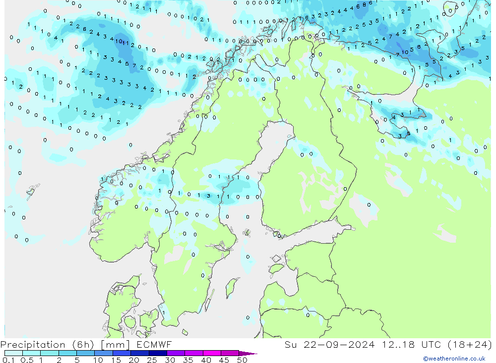 Z500/Rain (+SLP)/Z850 ECMWF So 22.09.2024 18 UTC