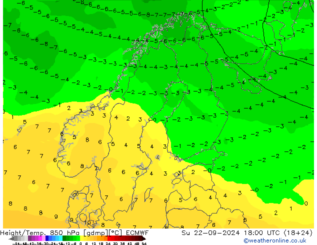 Z500/Rain (+SLP)/Z850 ECMWF Вс 22.09.2024 18 UTC