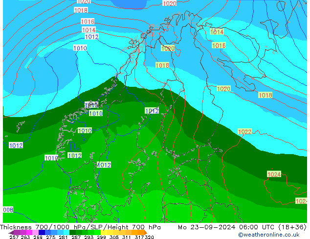 Dikte700-1000 hPa ECMWF ma 23.09.2024 06 UTC