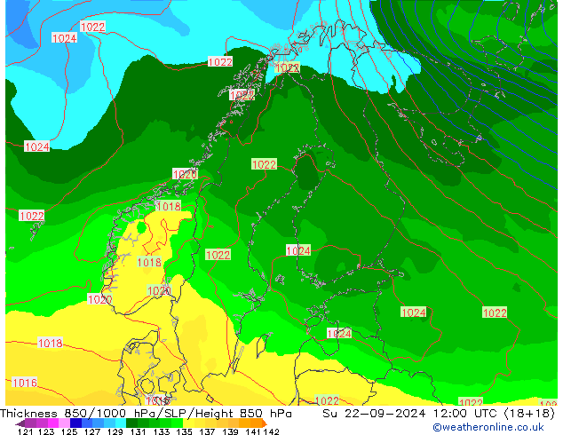 Thck 850-1000 hPa ECMWF Dom 22.09.2024 12 UTC