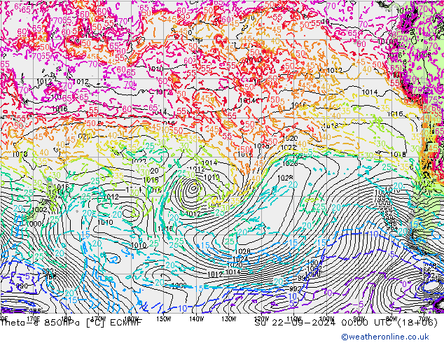 Theta-e 850hPa ECMWF Ne 22.09.2024 00 UTC