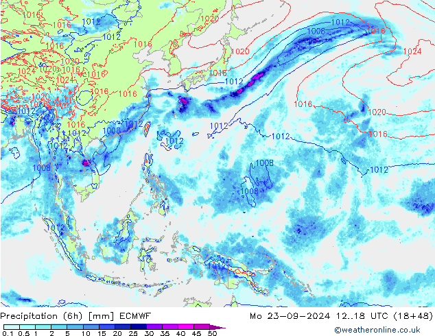 Z500/Rain (+SLP)/Z850 ECMWF Mo 23.09.2024 18 UTC