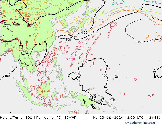 Z500/Rain (+SLP)/Z850 ECMWF Mo 23.09.2024 18 UTC