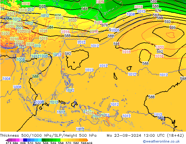 500-1000 hPa Kalınlığı ECMWF Pzt 23.09.2024 12 UTC