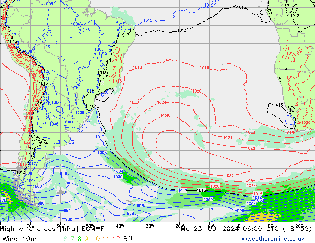 Windvelden ECMWF ma 23.09.2024 06 UTC