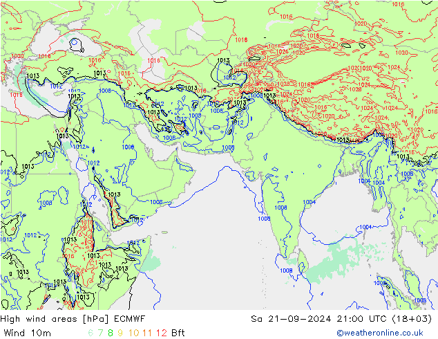 High wind areas ECMWF So 21.09.2024 21 UTC