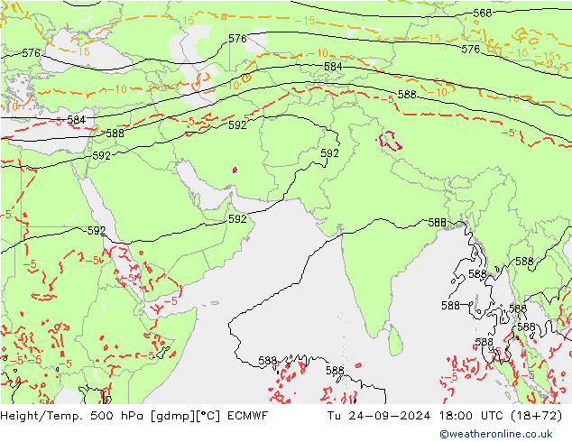 Height/Temp. 500 hPa ECMWF 星期二 24.09.2024 18 UTC