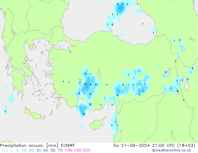 Totale neerslag ECMWF za 21.09.2024 21 UTC