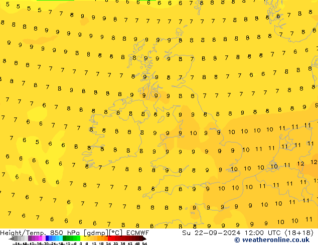 Z500/Rain (+SLP)/Z850 ECMWF Su 22.09.2024 12 UTC