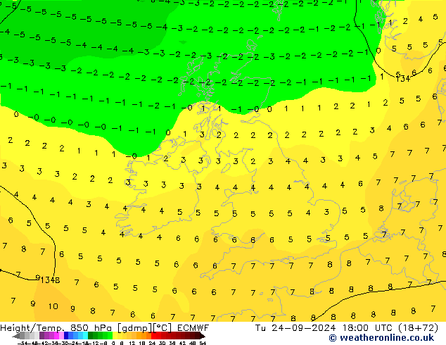 Z500/Rain (+SLP)/Z850 ECMWF Tu 24.09.2024 18 UTC