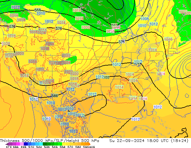 Dikte 500-1000hPa ECMWF zo 22.09.2024 18 UTC