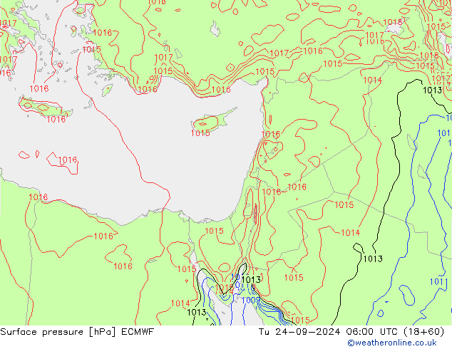 Atmosférický tlak ECMWF Út 24.09.2024 06 UTC