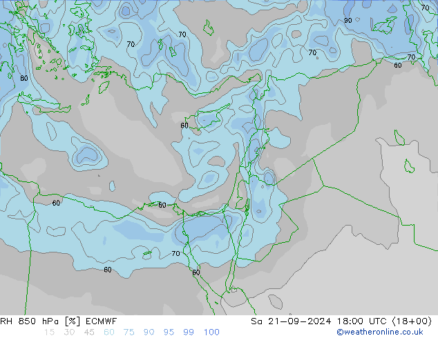 RH 850 hPa ECMWF Sa 21.09.2024 18 UTC