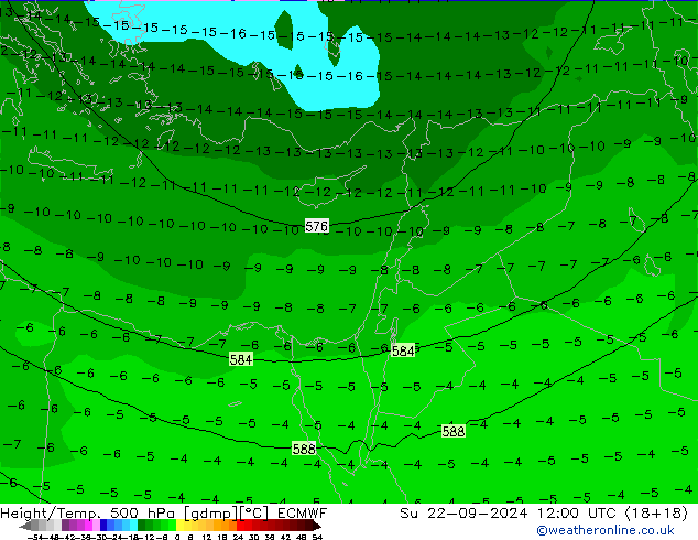 Z500/Rain (+SLP)/Z850 ECMWF Su 22.09.2024 12 UTC