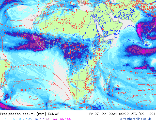 Nied. akkumuliert ECMWF Fr 27.09.2024 00 UTC