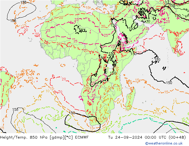 Z500/Rain (+SLP)/Z850 ECMWF вт 24.09.2024 00 UTC