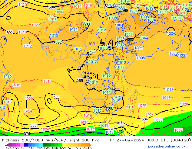 Schichtdicke 500-1000 hPa ECMWF Fr 27.09.2024 00 UTC