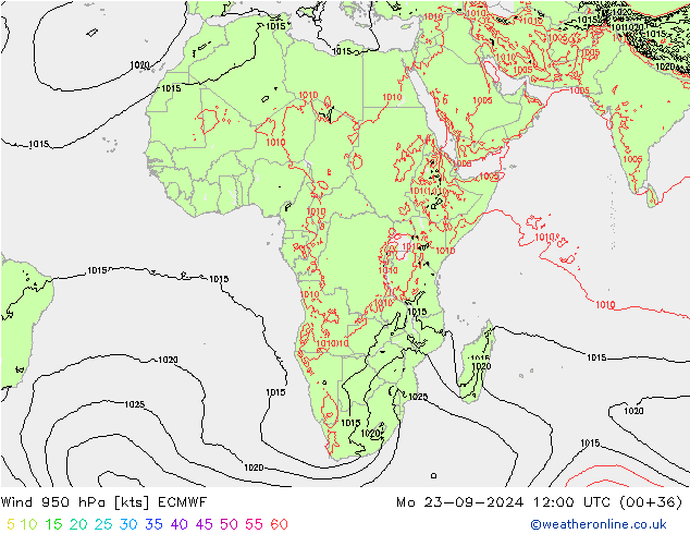 Wind 950 hPa ECMWF Mo 23.09.2024 12 UTC