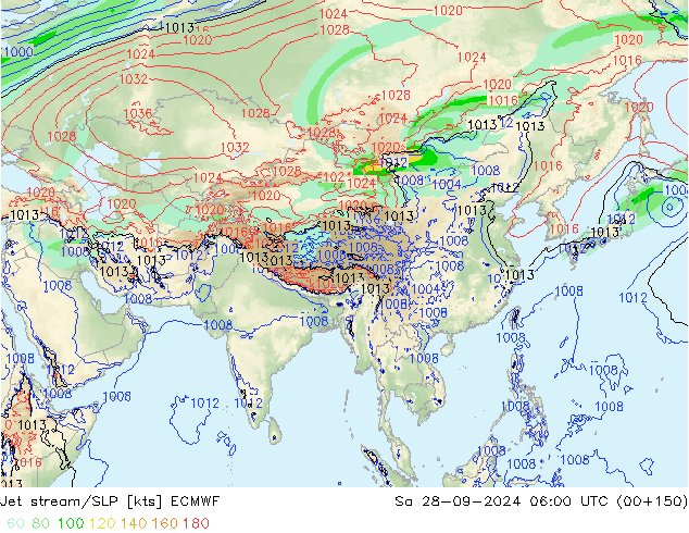 Corriente en chorro ECMWF sáb 28.09.2024 06 UTC