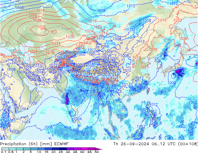 Z500/Rain (+SLP)/Z850 ECMWF Do 26.09.2024 12 UTC