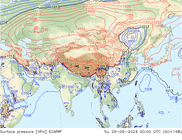 Pressione al suolo ECMWF dom 29.09.2024 00 UTC