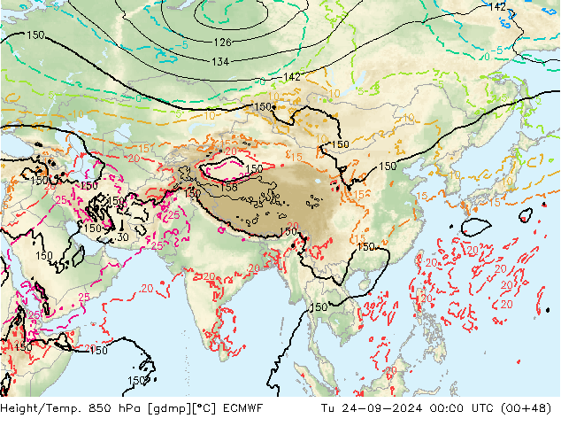 Z500/Yağmur (+YB)/Z850 ECMWF Sa 24.09.2024 00 UTC