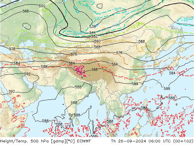 Height/Temp. 500 hPa ECMWF Čt 26.09.2024 06 UTC