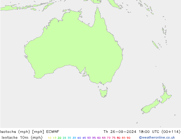 Isotachs (mph) ECMWF Th 26.09.2024 18 UTC