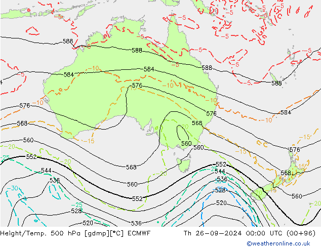 Yükseklik/Sıc. 500 hPa ECMWF Per 26.09.2024 00 UTC