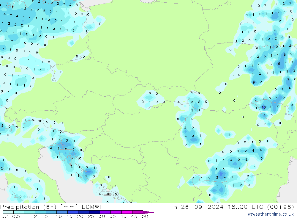 Precipitazione (6h) ECMWF gio 26.09.2024 00 UTC