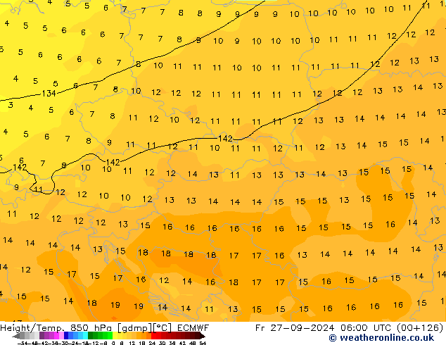 Height/Temp. 850 hPa ECMWF Pá 27.09.2024 06 UTC