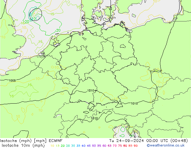 Isotachs (mph) ECMWF Tu 24.09.2024 00 UTC