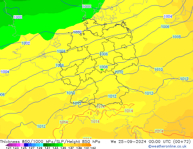 Thck 850-1000 hPa ECMWF We 25.09.2024 00 UTC