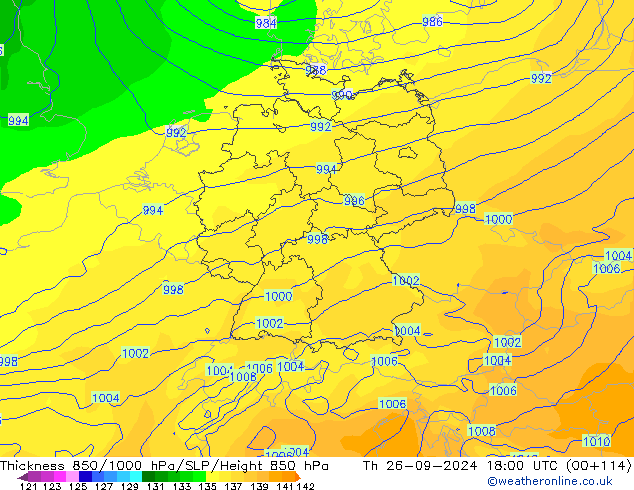 Thck 850-1000 hPa ECMWF Th 26.09.2024 18 UTC