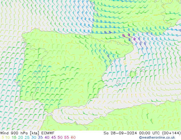 Wind 900 hPa ECMWF Sa 28.09.2024 00 UTC