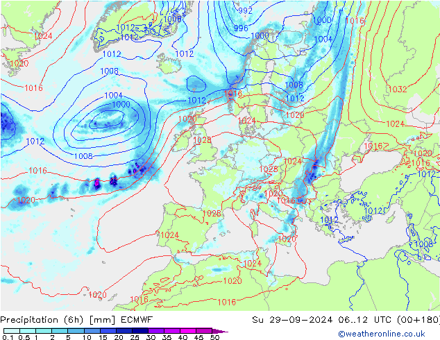 Yağış (6h) ECMWF Paz 29.09.2024 12 UTC