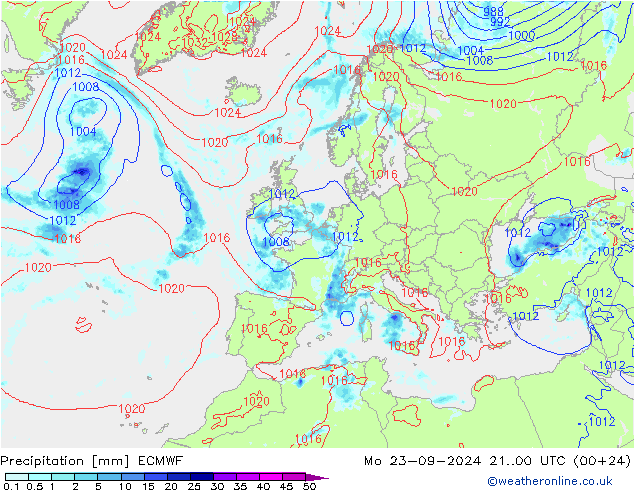 Niederschlag ECMWF Mo 23.09.2024 00 UTC