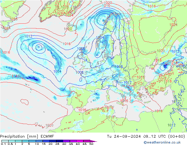 precipitação ECMWF Ter 24.09.2024 12 UTC