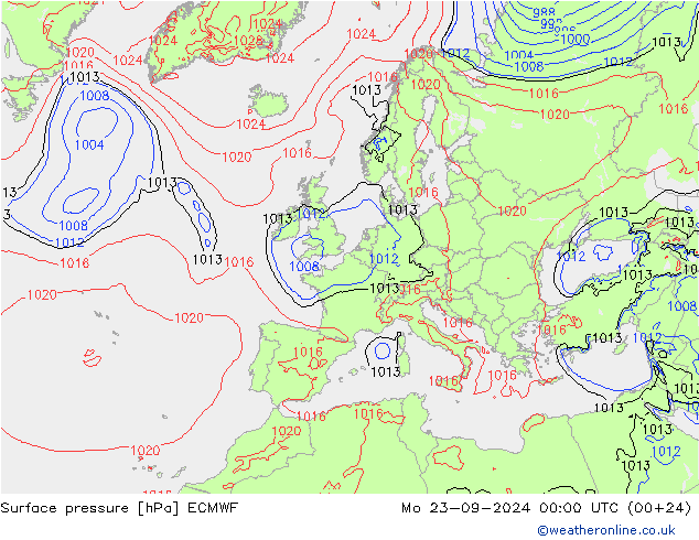 Surface pressure ECMWF Mo 23.09.2024 00 UTC