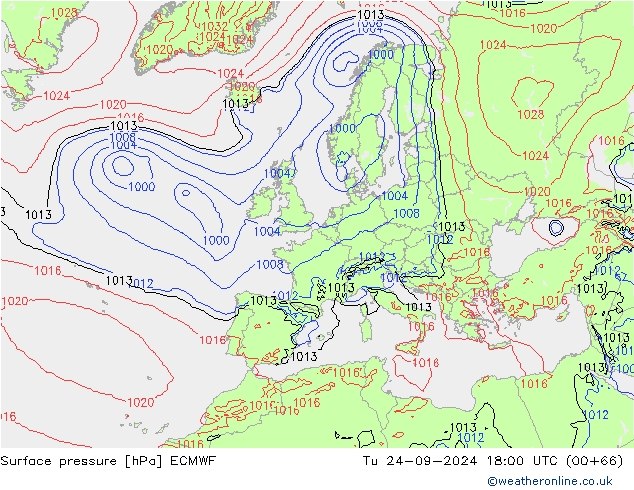 pressão do solo ECMWF Ter 24.09.2024 18 UTC