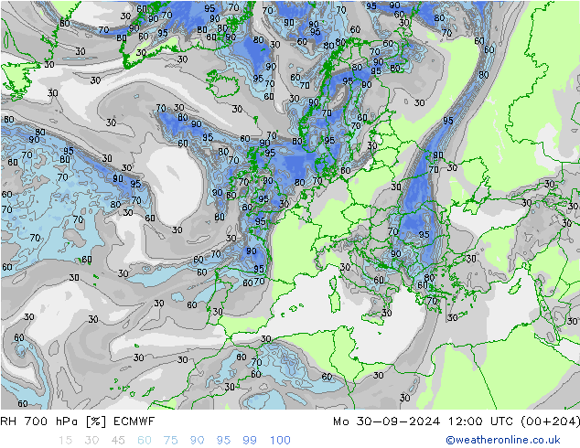 RV 700 hPa ECMWF ma 30.09.2024 12 UTC