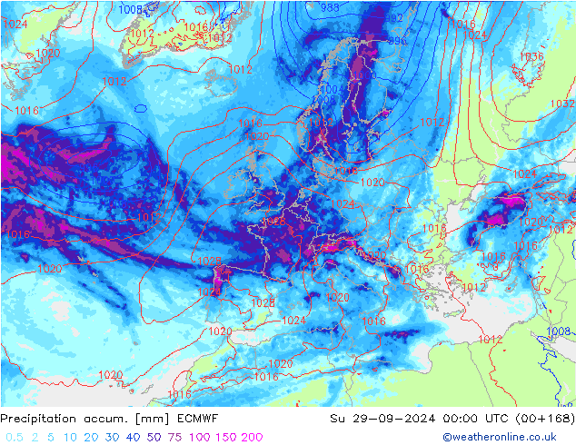 Nied. akkumuliert ECMWF So 29.09.2024 00 UTC