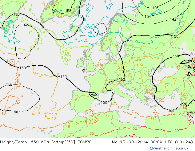 Z500/Rain (+SLP)/Z850 ECMWF 星期一 23.09.2024 00 UTC